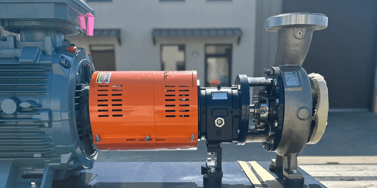 Large electric-driven pump system mounted on a skid and secured to a flatbed trailer, ready for delivery to an industrial site.