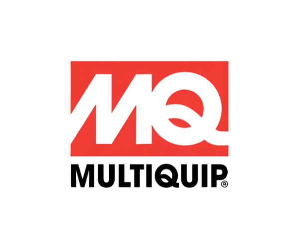 Red, white and black Multiquip logo.